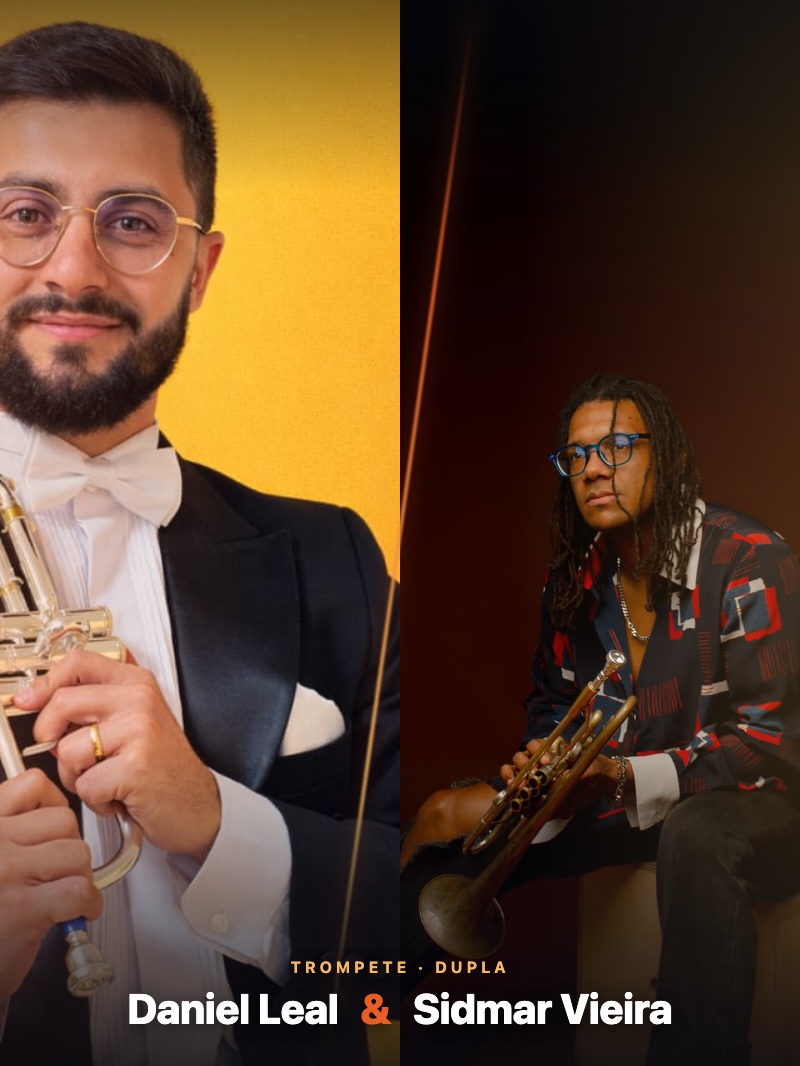 Retratos de Daniel Leal e Sidmar Vieira — Trompete em dupla